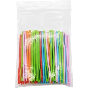 100 Pieces Colorful 7CM Plastic Sewing Needles Large Eye Blunt Safety Needles for Yarn Lacing Learning Darning Craft