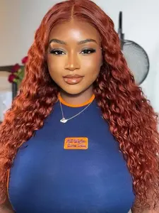 Long Curly Synthetic Lace Front Wigs for Black Women 28 Inch Burgundy Deep Wave Wig 4'' Simulated Scalp Middle Part Natural Crimps Curls Hair Replacement Wigs