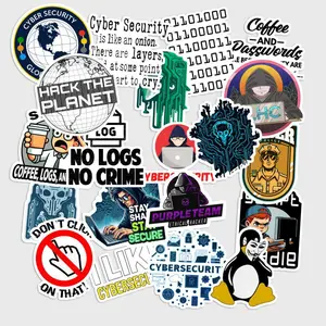 Sticker Pack 20 pcs Cybersecurity Hacker Vinyl Stickers, Tech Coding Waterproof Decals