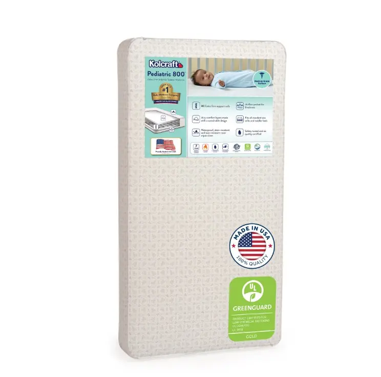 Kolcraft Pediatric 800 Extra Firm Baby Crib & Toddler Mattress, 80 Coil, Waterproof, Ecru