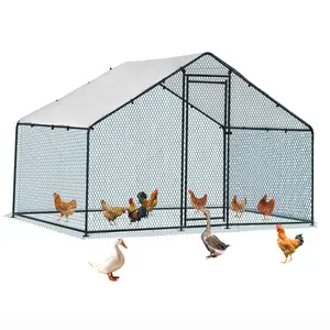 Rebuyhome 6.5 x 10 ft Large Metal Chicken Coop, Rabbits Cats Dogs Farm Pen for Outdoor Backyard Farm Garden, Walk-in Poultry Cage Chicken Hen Run House with Waterproof Cover