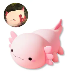 Yudodo Kawaii Axolotl Night Light,Dimmable Silicone Animal Nursery Night Light,Adorable Rechargeable Squishy Novelty Bedside Touch Lamp,Baby Room Decor, Pink Night Light for Kids Teens Girls Lovers