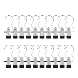 20 Counts Black Boot Hangers Clips Laundry Hooks Hanging Stainless Steel Clothes Pins Portable Clip Hangers for Closet Travel Socks Pants Handbags Hats Towels (Black)
