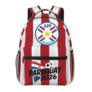Large Capacity Soccer2026 Backpack 2026 World Football Laptop Bag Paraguay National Team Full-Print School Bookbag Shoulder Bag for Travel & Daily Daypack, Ideal for Parties & Holiday Gifts