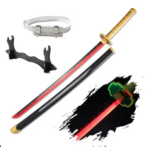 41 inches LED Light Tsugikuni Yoriichi Demon Slayer Sword Cosplay with Belt & Holder Stand Display for Cosplay & Collection and Anime Fans