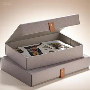 Elegant Memory Keepsake Boxes - Set of 2 Linen Storage Organizers for Photos, Documents, and Scrapbooking Supplies - Stylish Decorative Boxes with Secure Lids - Reusable Handmade Fabric Containers - Perfect for Preserving Cherished Mementos