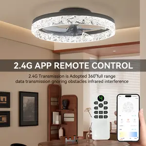 GLITGATE Cristais Multifunctional Ceiling Fan with Light, Remote Control/APP, 6 Wind Speeds, Timer, Reversible DC Motor, Adjustable Brightness & 3 Color Temperatures, Low Noise for Living Room, Bedroom, Study, Elegant Lighting