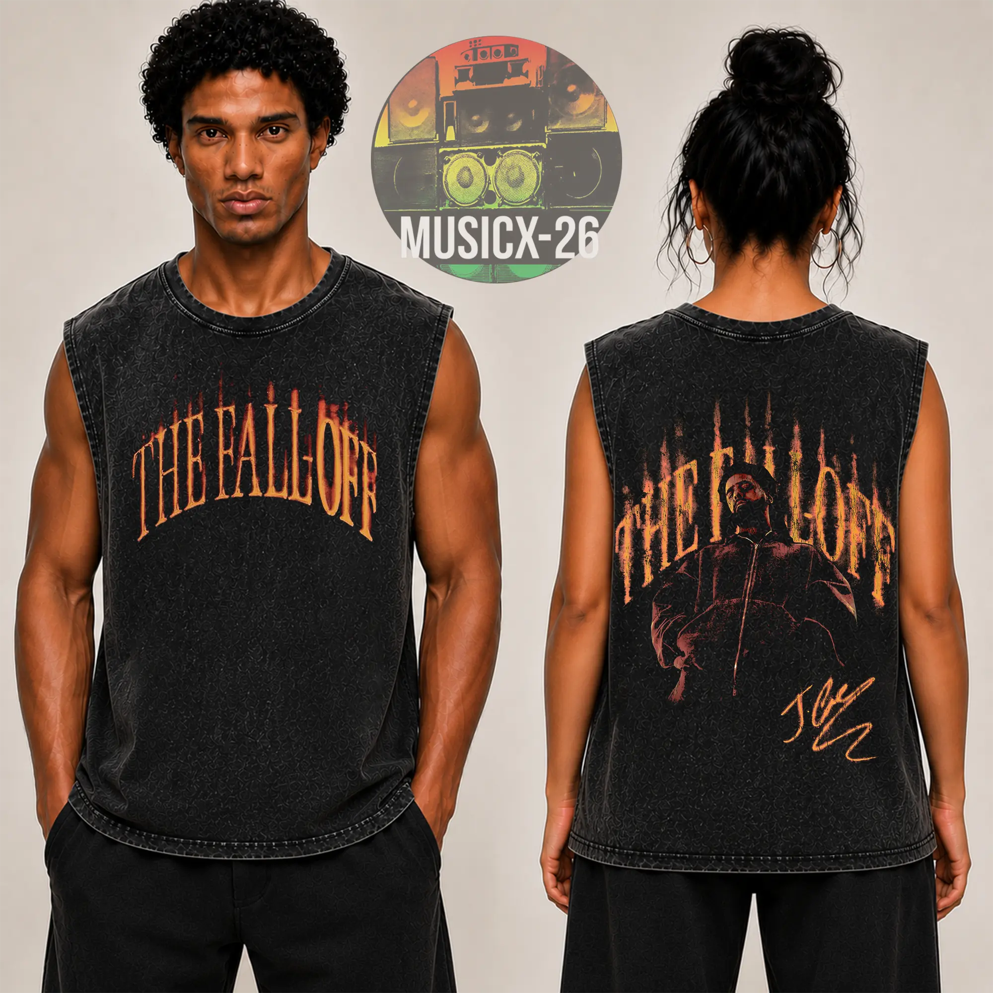 J. Cole : The Fall-Off Tour 2026 #3 Premium Acid Washed 100% Cotton Tank Top, T-Shirt, Dreamville Apparel, The Fall-Off Album Jermaine Lamar Cole Fan Graphic Tee, Cole World Music Fan Merch Shirt