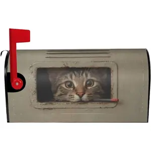 Vintage Cat Magnetic Mailbox Covers, Standard Size 21x18 Inch, Mailbox Wraps Post Letter Box Cover for Outdoor Garden Yard Decor