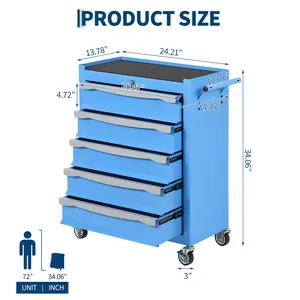 Heavy Duty Rolling Tool Chest – 5 & 7 Drawers, Large Capacity, Keyed Lock, Drawer Liners, Link Buckle, Mobile Storage Cabinet with Wheels for Garage, Workshop, Warehouse