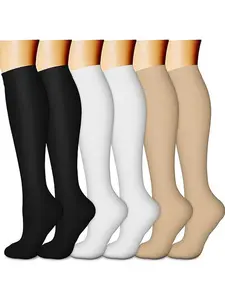 6 Pairs Women's Calf Compression Socks |   S/M L/XL Color Matching |   Breathable Comfy Gym Running Outdoor Activities Daily Wear
