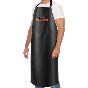 Waterproof Apron, Heavy Duty Extra Long Rubber Vinyl Apron with Pocket for Men, Adjustable Dishwasher Chemical Resistant Aprons for Dishwashing, Cooking, Butcher, Lab, Gardening Buatacme
