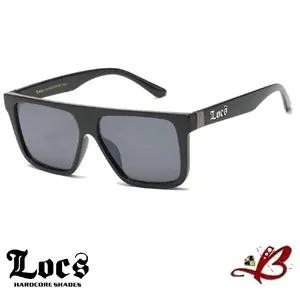 Locs Top Dogg Black Glossy OG Gangsta Sunglasses with Dark Polycarbonate UV Protection, Black Glossy, and Gunmetal Accent Features for Men and Women uv400