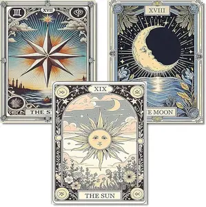 3 Pack Celestial Tarot Card Diamond Painting Kit, DIY Rhinestone Art, Unique Gift for Boho Style Lovers, Full Drill Craft for Home Decor