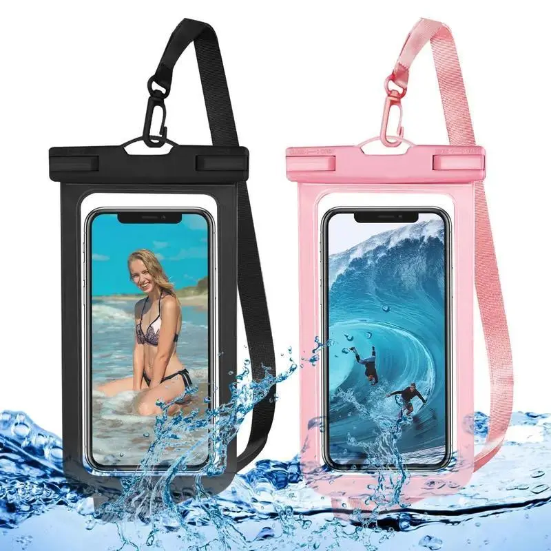 Waterproof Phone Pouch, 2 Counts Clear Waterproof Cell Phone Case with Lanyard for iPhone 15/14/13 Pro Max/Plus and Galaxy S22/S23, Fits Phones up to 7 Inches, Essential Waterproof Dry Bags for for Outdoor Swimming Diving, Boating Accessories Swim Kit