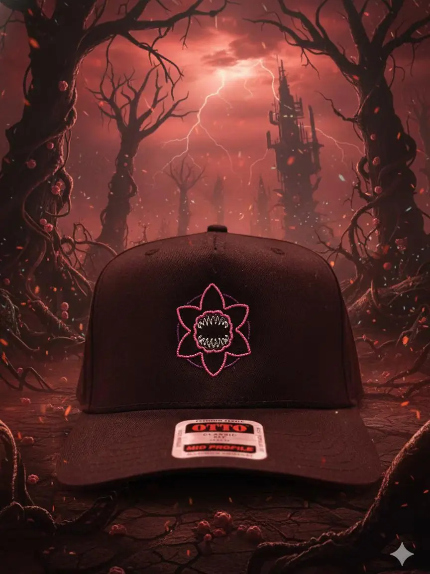 Demogorgon Embroidered Snapback Hat - Upside Down Inspired Horror Headwear - Stranger Monster Fan Gift - Premium Mid-Profile Classic Cap