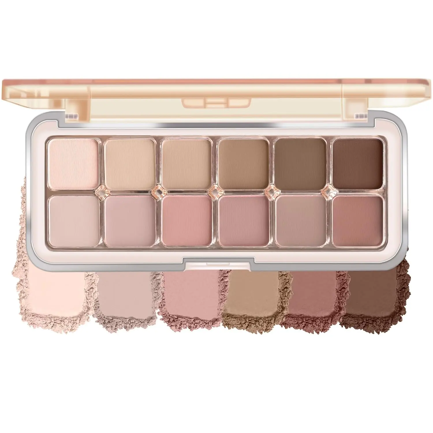 12 Color Grey Pink Eyeshadow Palette with Brush, Korean Eyes Makeup | Matte Pink Brown Eye Shadow, Netural Brown Eyes Palette for Women, Soft Blendable Powder Eyeshadow