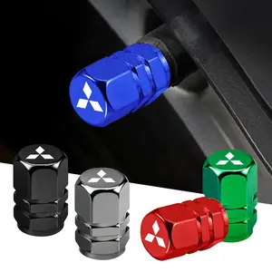 4pcs Aluminum Alloy Car Wheel Tire Valve Caps Tyre Rim Stem Covers For Mitsubishi Xforce ASX L200 Eclipse Cross Outlander Pajero Xpander EK Delica Mirage Grand Lancer LancerEvo