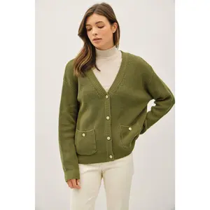 Olive Varsity Style Cardigan