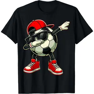 Menswear Classic Basic Short-Sleeve Soccer T-Shirt, Funny Dabbing Soccer Player Design, Ideal for Outdoor Activities