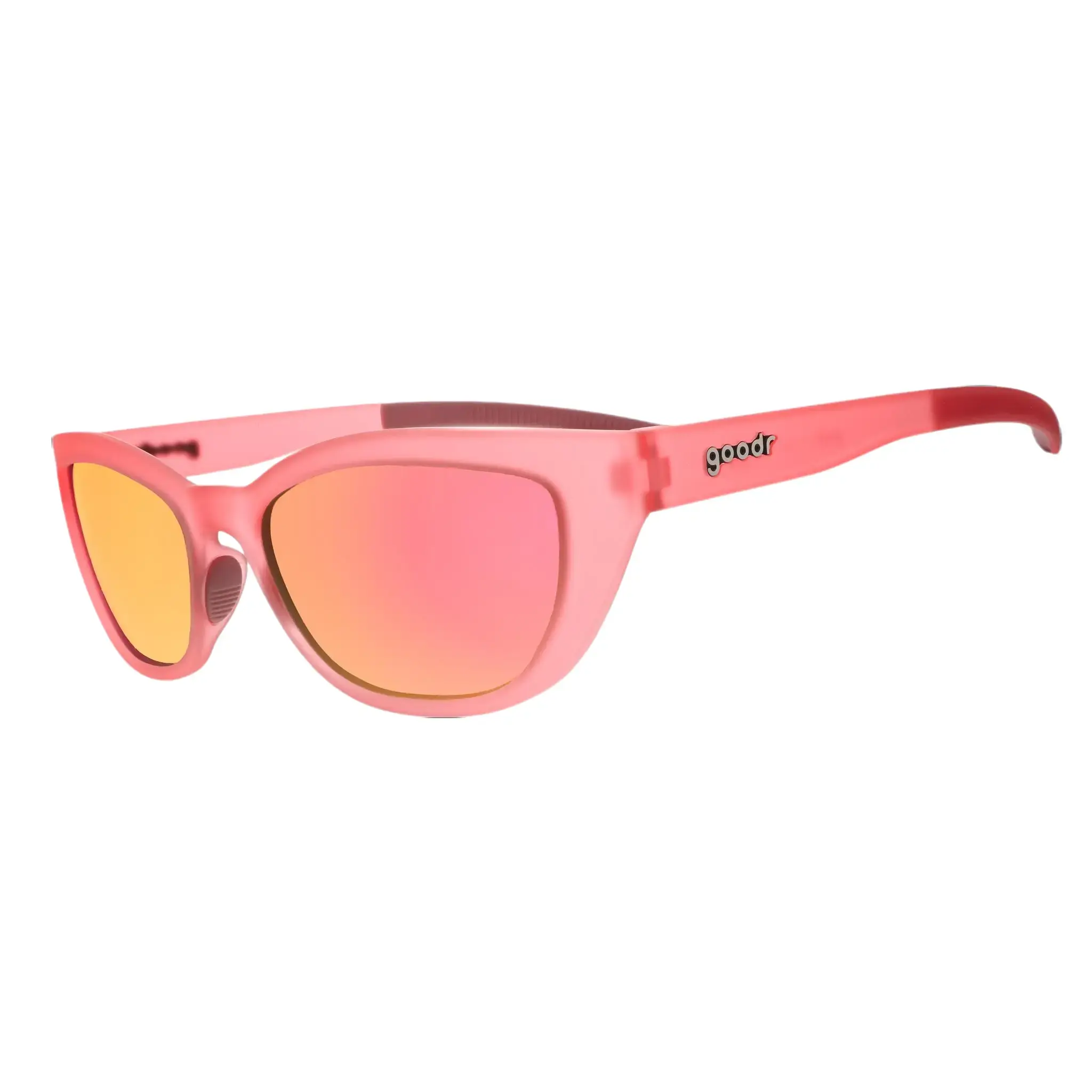 goodr Zoomies in Blush Medium Size (Cheetah G) Translucent Pink Frame with Champagne Gold Lens, UV400, No Slip No Bounce No Tangle Fashionable Sunglasses Modern Trendy Sunglasses