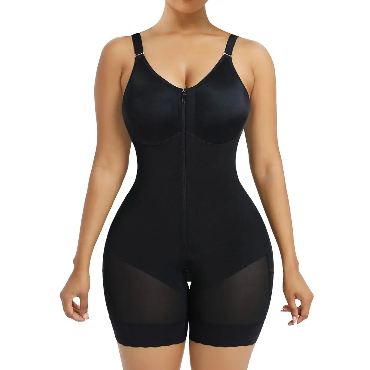 Womens Colombianas shapewear  Tummy Control Butt Lifter Shaper with Zipper Crotch detachable shoulder strap