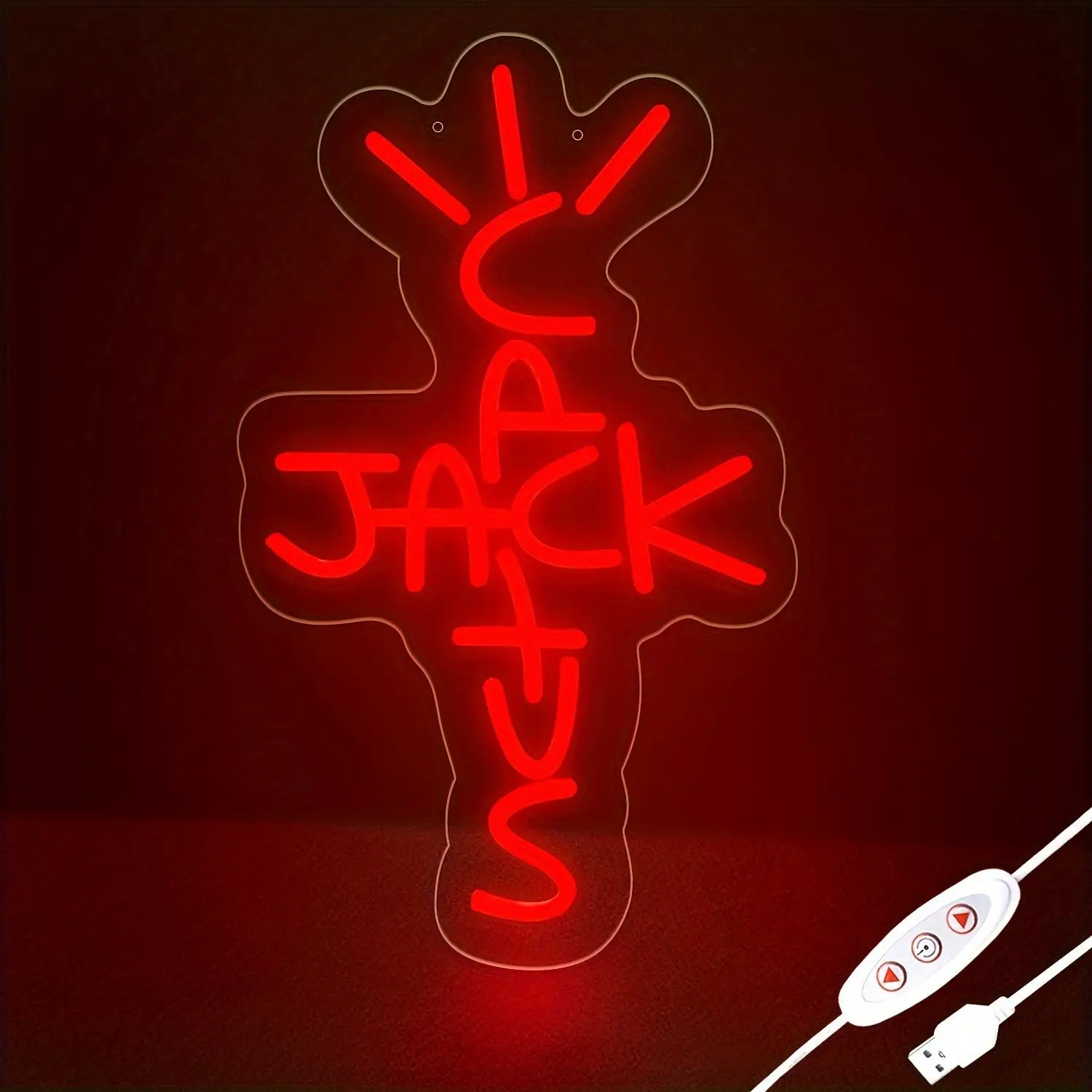 Cactus Shaped Neon Sign, USB Powered LED Wall Decor with Power Cord, Multi-purpose Button Control Art Light for Bedroom, Bar, Office
