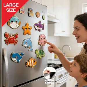 9-Piece Large Cartoon Ocean Animal Magnet Set, Cute Decorative Magnets for Kitchen, Office Whiteboard, Storage Cabinet, Dishwasher