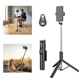 Selfie Stick Tripod, All in 1 Extendable 1.1m Portable Selfie Stick with Wireless Remote, 360° Rotation Anti-Shake Phone Tripod Stand for Video Recording, Live Streaming, Vlog, Travel, Group Photo, Compatible with All iOS & Android#Easter Day