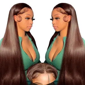 AMZHAIR Glueless Wigs 220% Density Chocolate Brown Lace Front Wigs Human Hair For Women 13x4 13x6 Hd Straight Lace Frontal Wig 4x4  Closure Human Hair Wigs