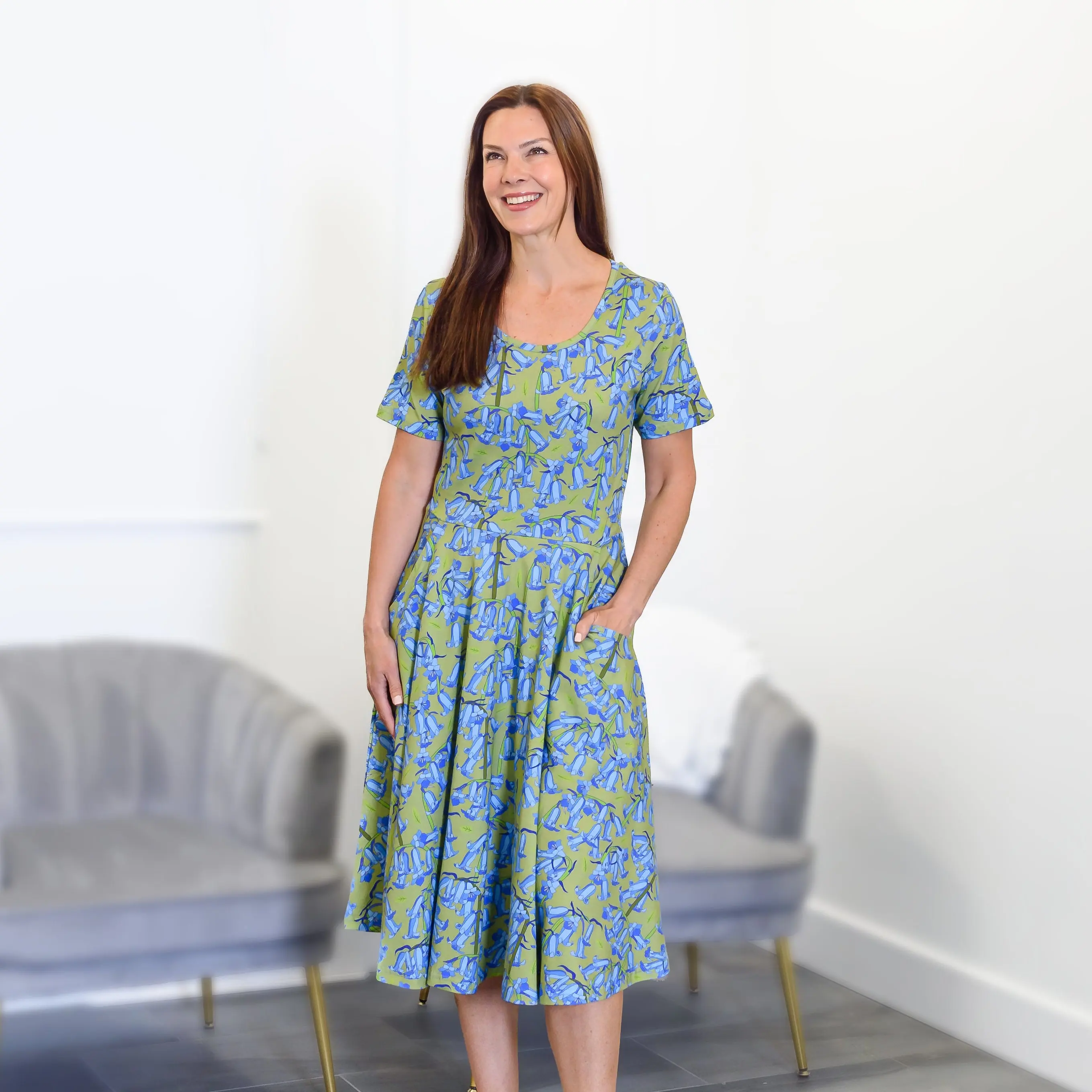 Bluebells Twirl Dress with Pockets
