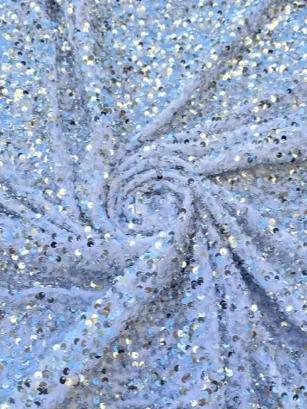 Silver White Sequin on Velvet