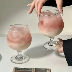 Style Reinforced Glass Brandy Cup, Stylish Drinkware, Shatterproof Lead-Free Transparent Glassware, Multi-Purpose for Ice Coffee, Juice, Smoothie, Yogurt, Stylish Glass Cups