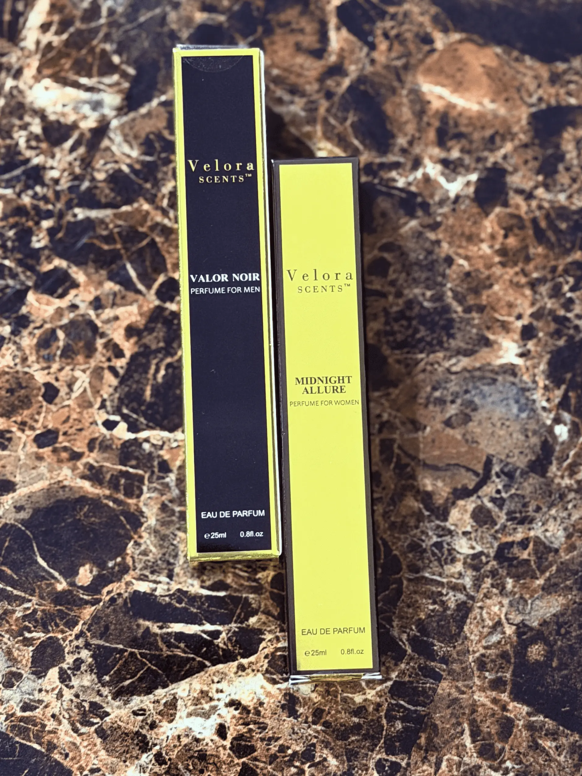Velora Scents Power Couple Scent Duo Valor Noir & Midnight Allure 25ml EDP Set Long Lasting Seductive Travel Size Perfume for Him & Her