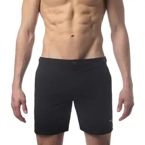 Parke & Ronen Black 6" Catalonia Solid Stretch Swim Short