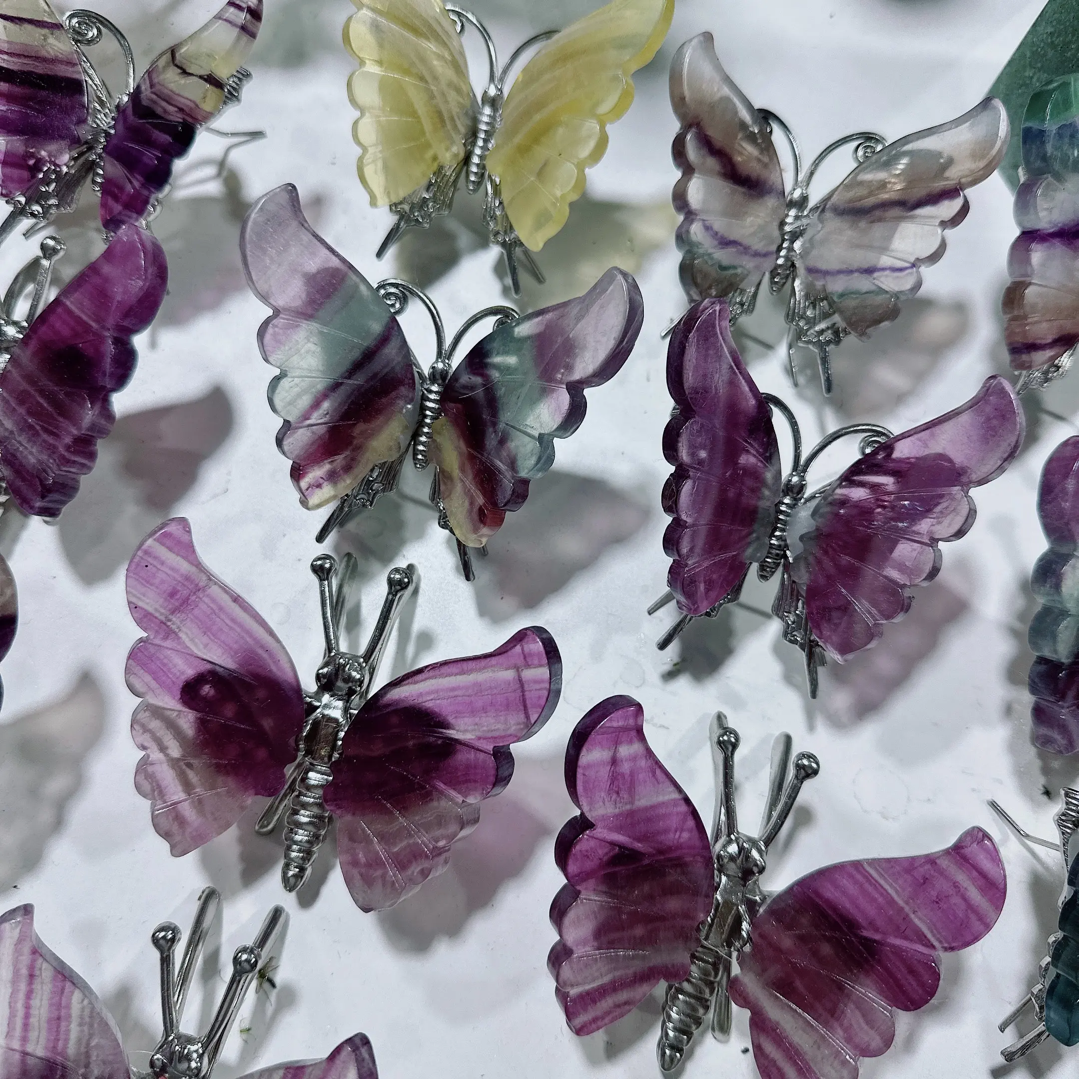 Unisex Natural Fluorite Butterfly Pendant Necklace - Healing Gemstone Jewelry for Adults, Daily Wear, Wholesaler Option with No Redundant Offers, Ideal for Sellers of All Kinds of Crystal Products