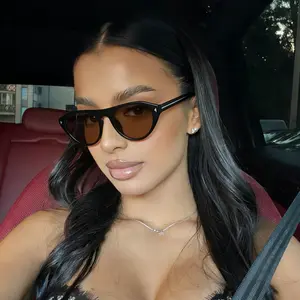 Chic Retro Cat-Eye Sunglasses - Sleek Frame with Gold-Striped Temple Accents, UV400 Protection Shades Perfect for Old Money Aesthetic and Timeless French Girl Looks