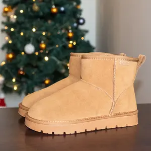 XIXITIAO Fuzzy Snow Boots Women Men Suede Faux Fur Lining Anti-Slip Ankle Boots Furry Shoes for Indoor Outdoor Winter Autumn Waterproof Slip On Platform Slippers