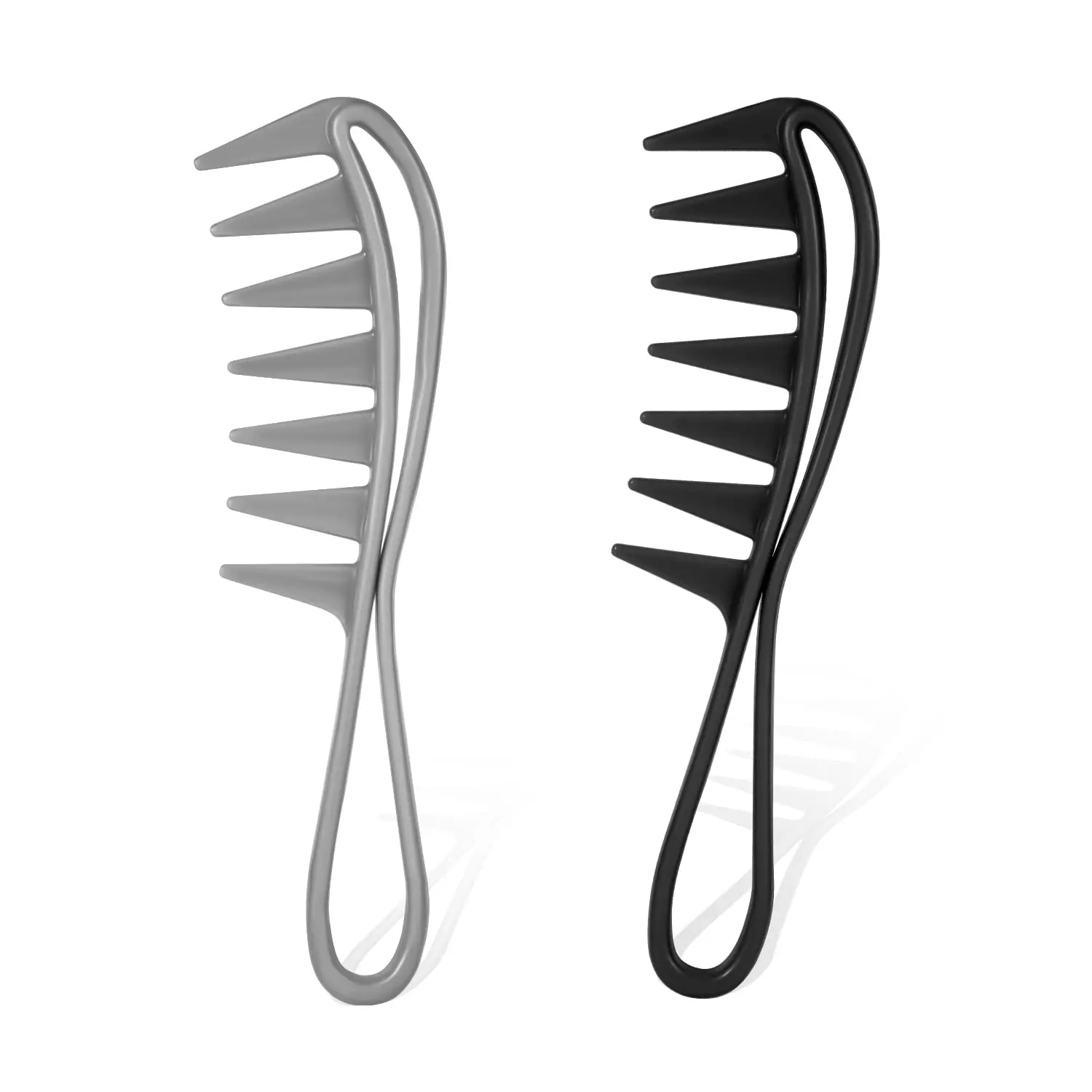 2 Pcs Wide Tooth Comb, Large Texture Combs Wide Tooth Curl Comb Shark Teeth Hairstyle Tool for Curly Wet Wavy Thick Hair Wigs Barber Salon, Women Men (Black) White Haircare Heatless