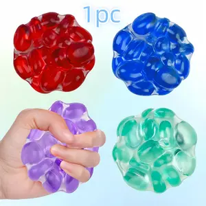 1pc，Multicolor Transparent Tpr Jelly Stress Ball, Soft Anxiety Relief Toy, Adhd Therapy, Non-Toxic Finger Massage, Trendy Sensory Toy, Stress Relief Squishies