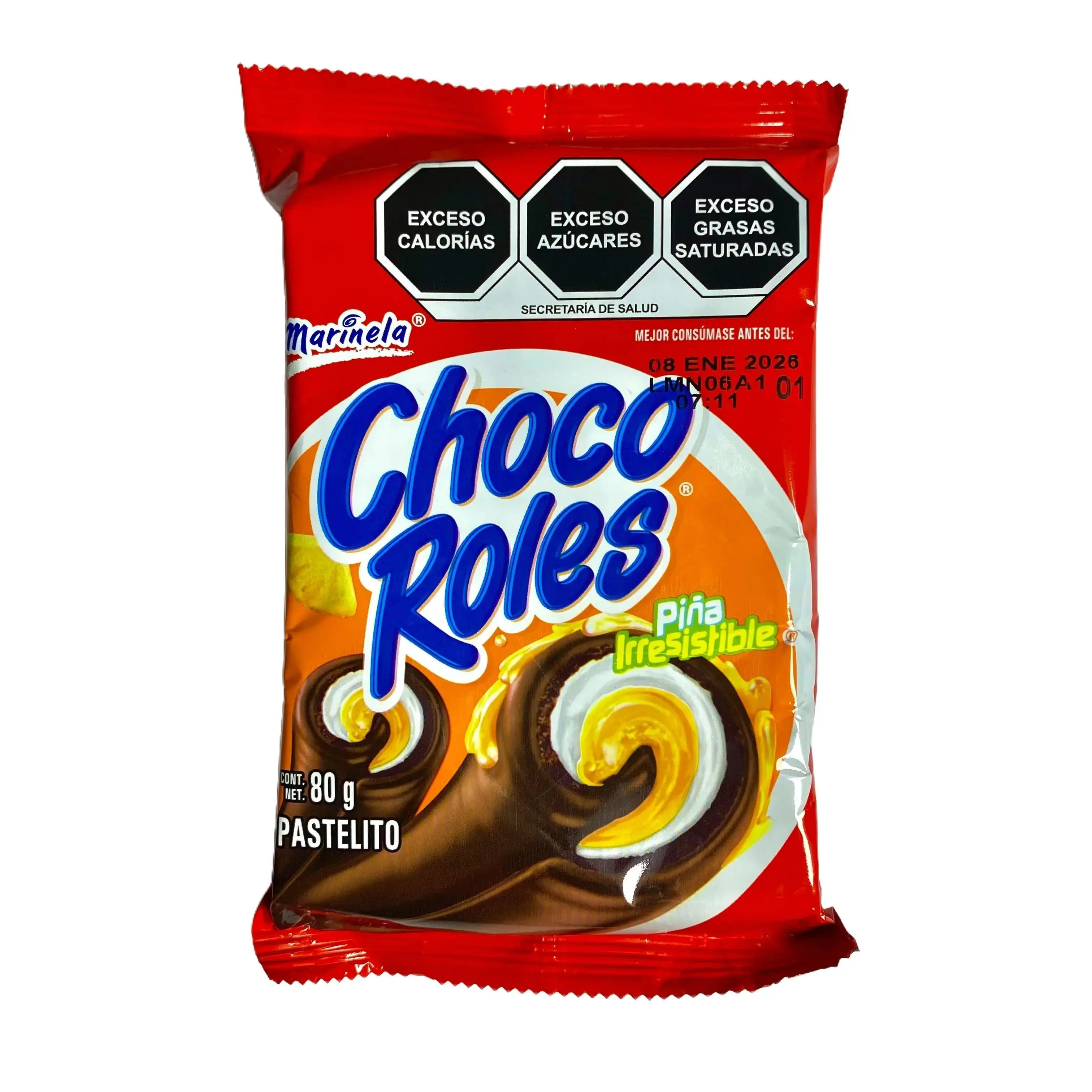 Choco Roles Pineapple Flavor - 2 Pieces per bag -  80 Grams -  Traditional Mexican Dessert