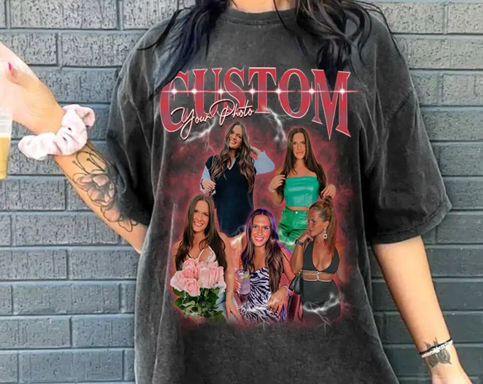 Custom Bootleg Rap Tee, Vintage Custom Funny Rap Shirt, Custom Photo Vintage T Shirts, Youth Comfort Color Tee Cotton Oversized Top Womenswear Comfortable Fabric