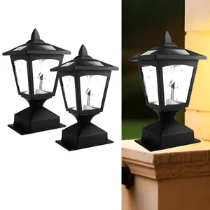2 Pack Solar Post Cap Lights for 4x4 Wood Fence - Waterproof Outdoor LED Deck Lights with Glass Top, Auto On/Off Dusk to Dawn, Warm White for Patio, Garden, Pathway, Yard & Porch Decorc