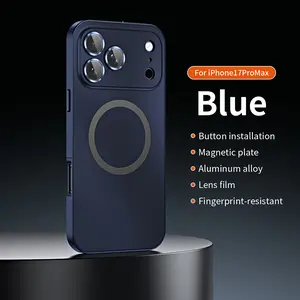 Magnetic Magsafe Snap Design Ultra-Thin Aluminum Alloy Metal Edge Shockproof Case Cover Protector for iPhone 17/16/15/14/13/12/11 Pro Max Plus, Wireless Charging Support Accessories, Lightweight Shockproof Cover