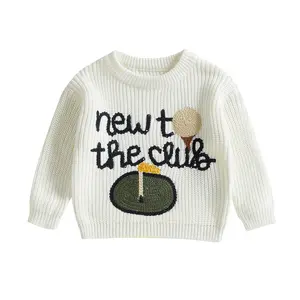 New to The Club Golf Knit Sweater Toddler Baby Boy Girl Long Sleeve Sweatshirt Pullover Tops Fall Winter Warm Knitwear