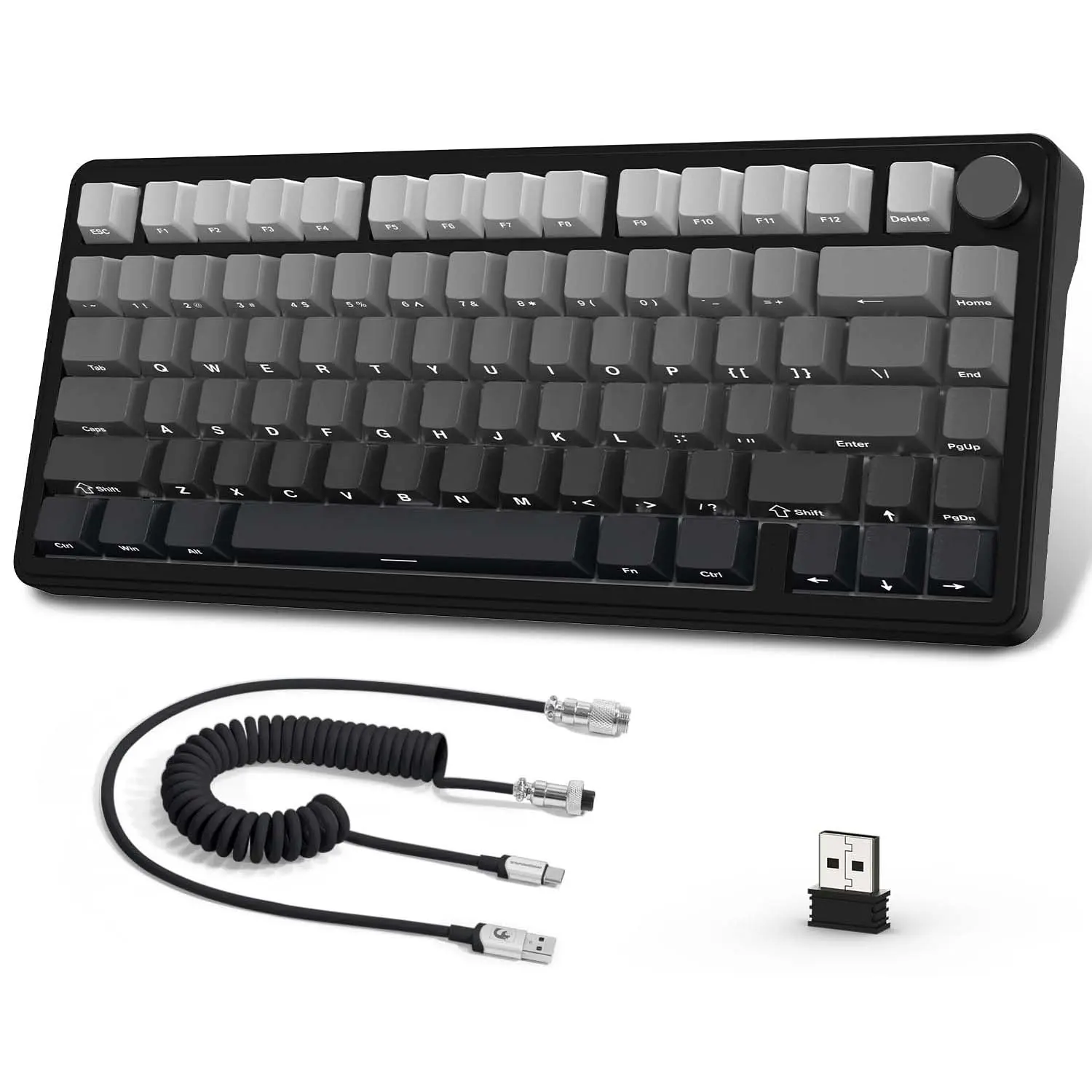 ATTACK SHARK X85 Wireless Keyboard, 75% Wireless Gaming Keyboard with Knob, Rechargeable Keyboard with RGB Backlight for PC