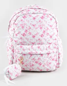 TILLYS  Womens Quilted Floral Backpack, Pink Combo