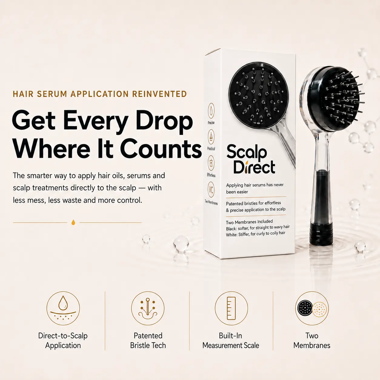 Scalp Direct Liquid Serum Applicator Brush with 31 Micro Roller-Ball Bristles for All Hair Types Precision Application for Serums Oils Growth Treatments Massages and Scalp Stimulation Scalpmassager