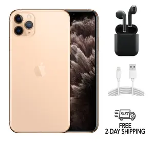 Refurbished iPhone 11 Pro Max (Unlocked)-Good Condition with Wireless Earbuds & 1 Year Warranty  A2161