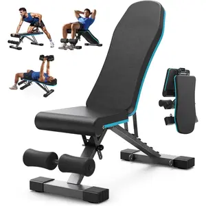 Weight Bench Press Machine Adjustable Fitness Bench Home Gym Dumbbell Workout 800 lbs Stable Incline Adjustable Bench Suitable for Full Body Workout 2 Seconds Quick Fold Strength Training Sit-up Bench